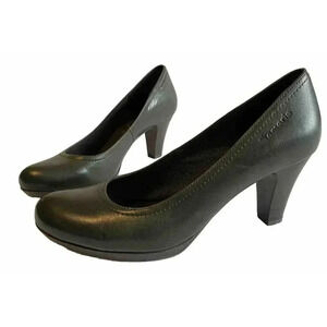 Tamaris  Platform Pumps High Heels Sz EU 40 US 9.5 Hunter Green Chunky Comfort